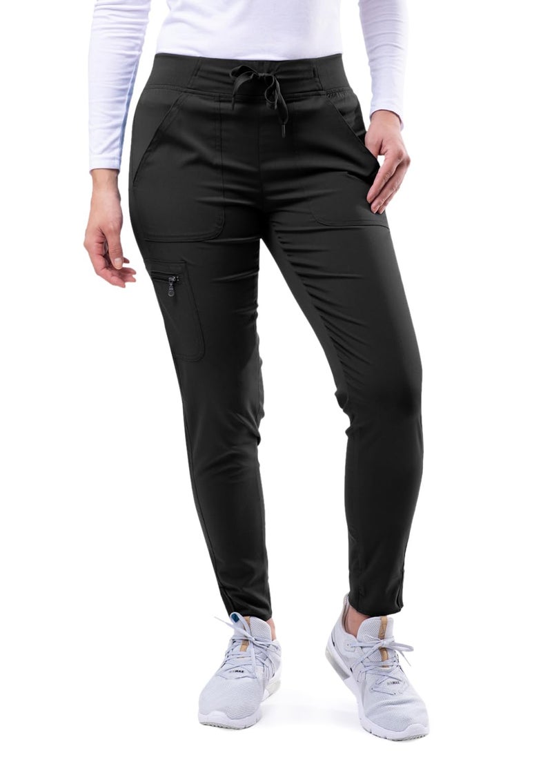 Adar Uniforms Pro Scrubs for Women, Ultimate Yoga Jogger Scrub Pants, P7104, Black, XL - Image 1